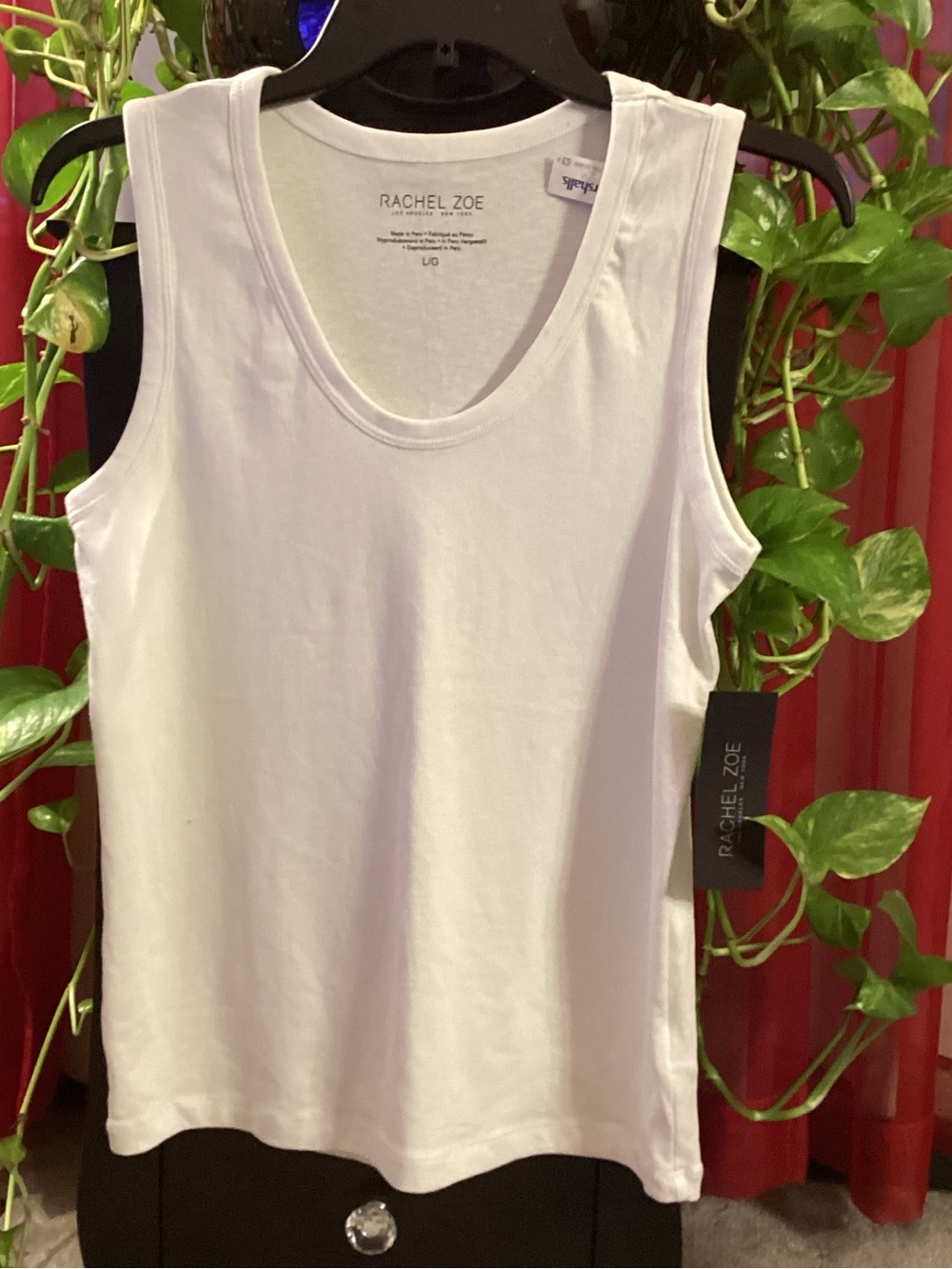 Rachel Zoe White Cotton Scoop Neck Tank